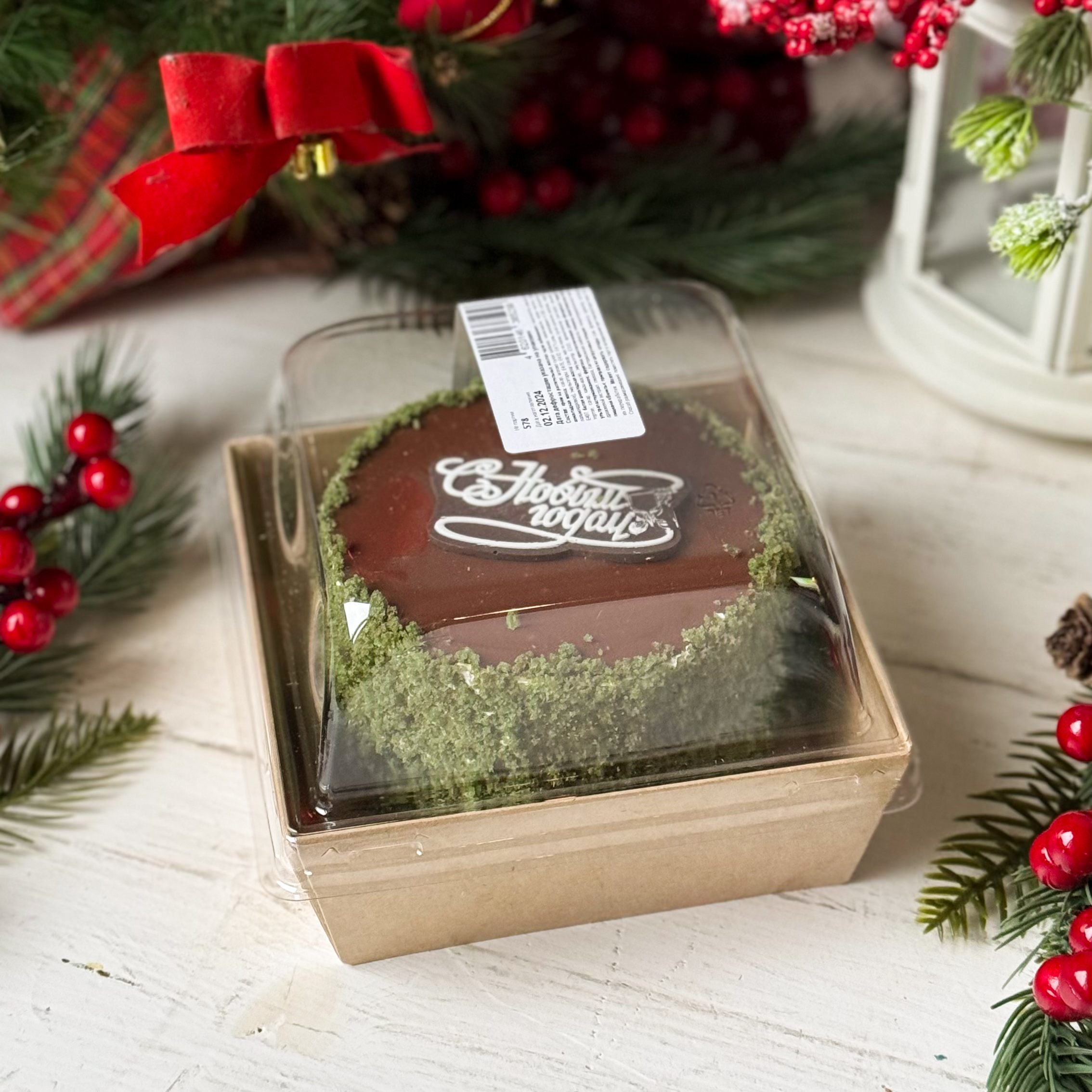 Бенто-торт Дубайский шоколад  (С Новым годом!) в индивид.упаковке 350 гр изображение 8