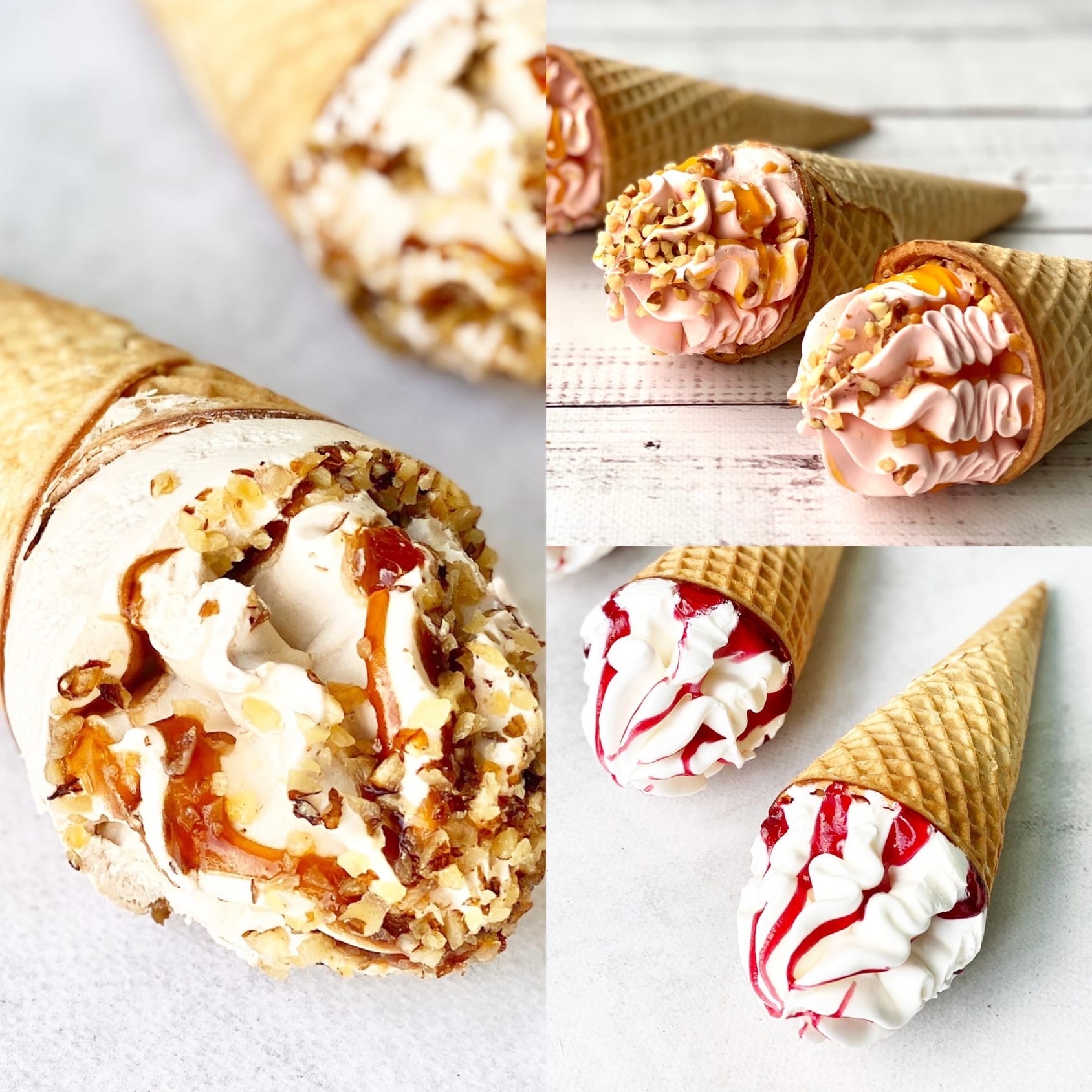 Ассорти мороженого рожок "Salwadore" 3 вкуса по 2 шт.: инжир, грецкий орех, малина-гранат изображение 1