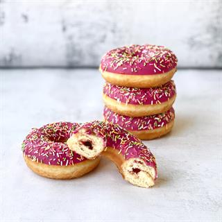 Донат Клубничный джем с клубничной начинкой глазированный