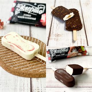 Ассорти эскимо "Эклерто" из 3 вкусов: зефир, клубничный чизкейк, ванильное с солёной карамелью